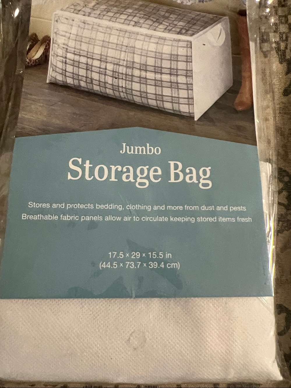 #792 WHITMOR Jumbo Storage Bag - White and Gray - Picture 3 of 5